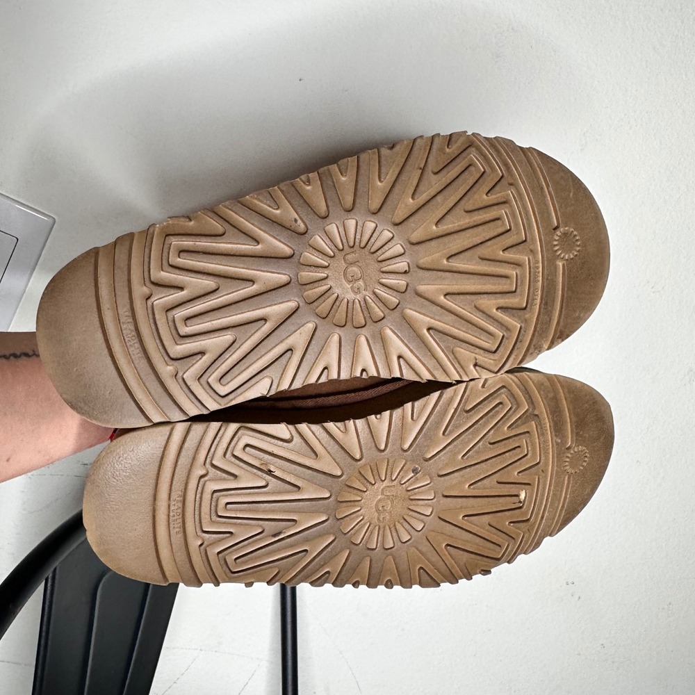UGG Tazz Chestnut Suede Platform Slippers Red Tasman Braid 1122553 Womens 8 - Picture 5 of 8